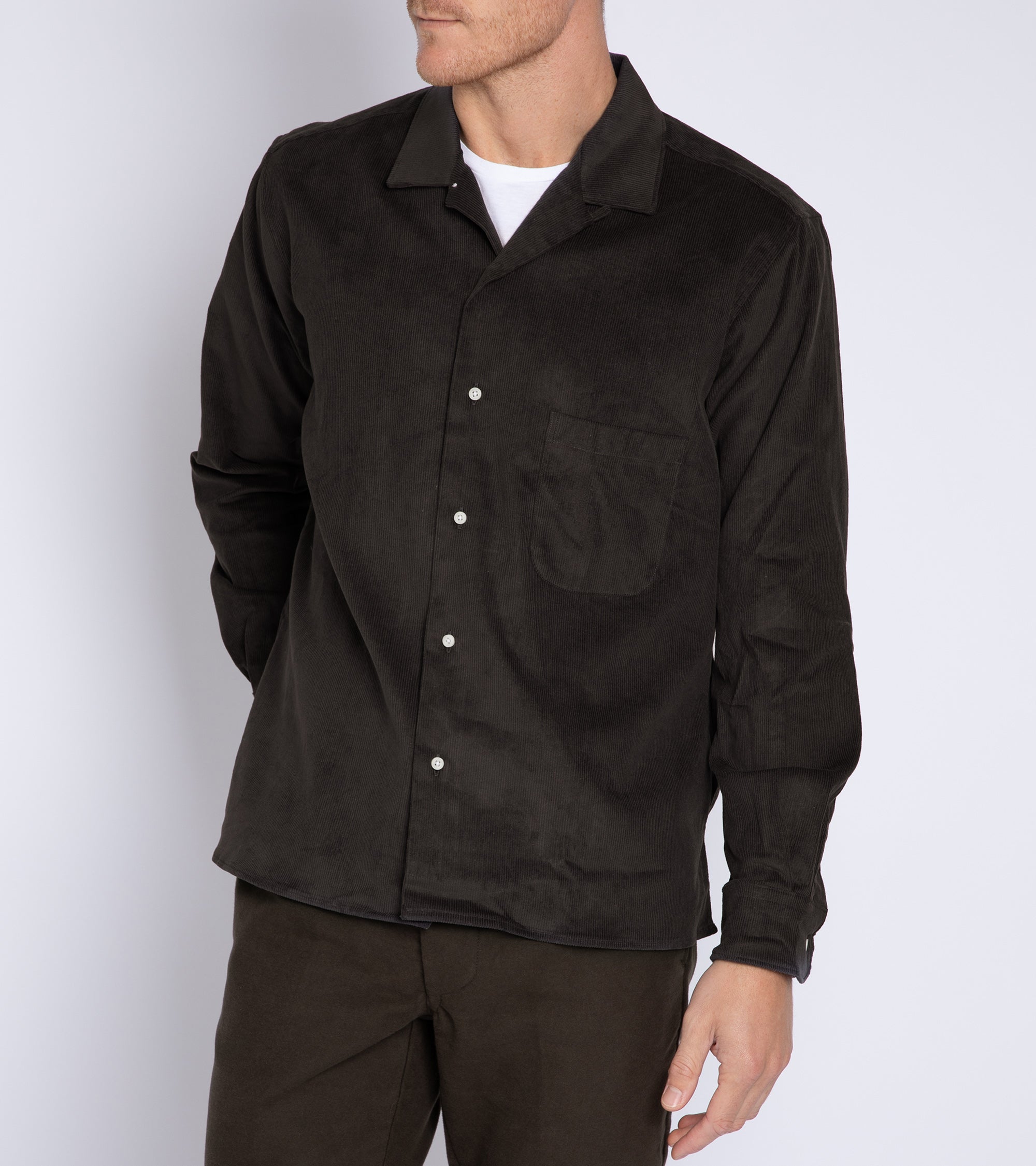 Gitman Vintage Heavy Cord Camp Collar Shirt: Grey