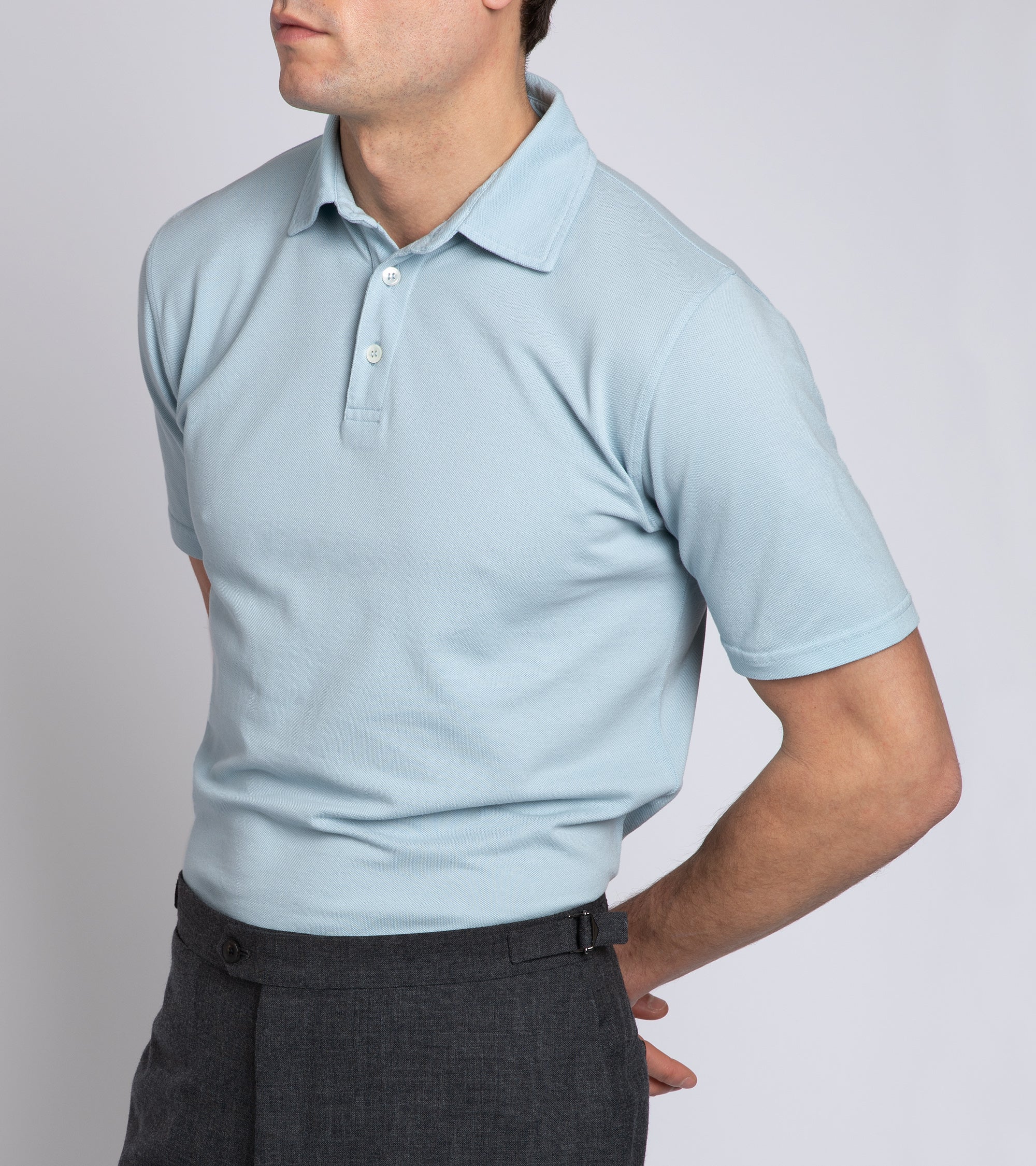 Trunk Moxon Short Sleeve Polo Shirt: Light Blue